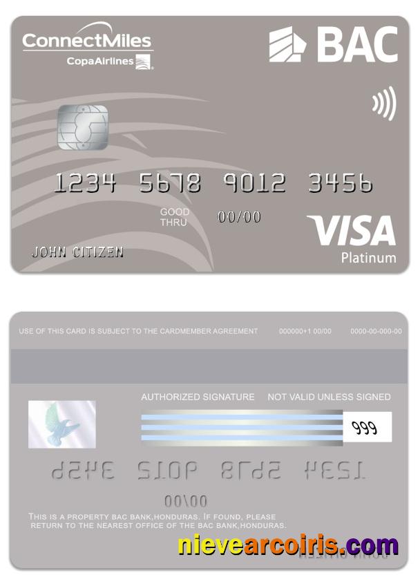 Honduras BAC Bank visa platinum card